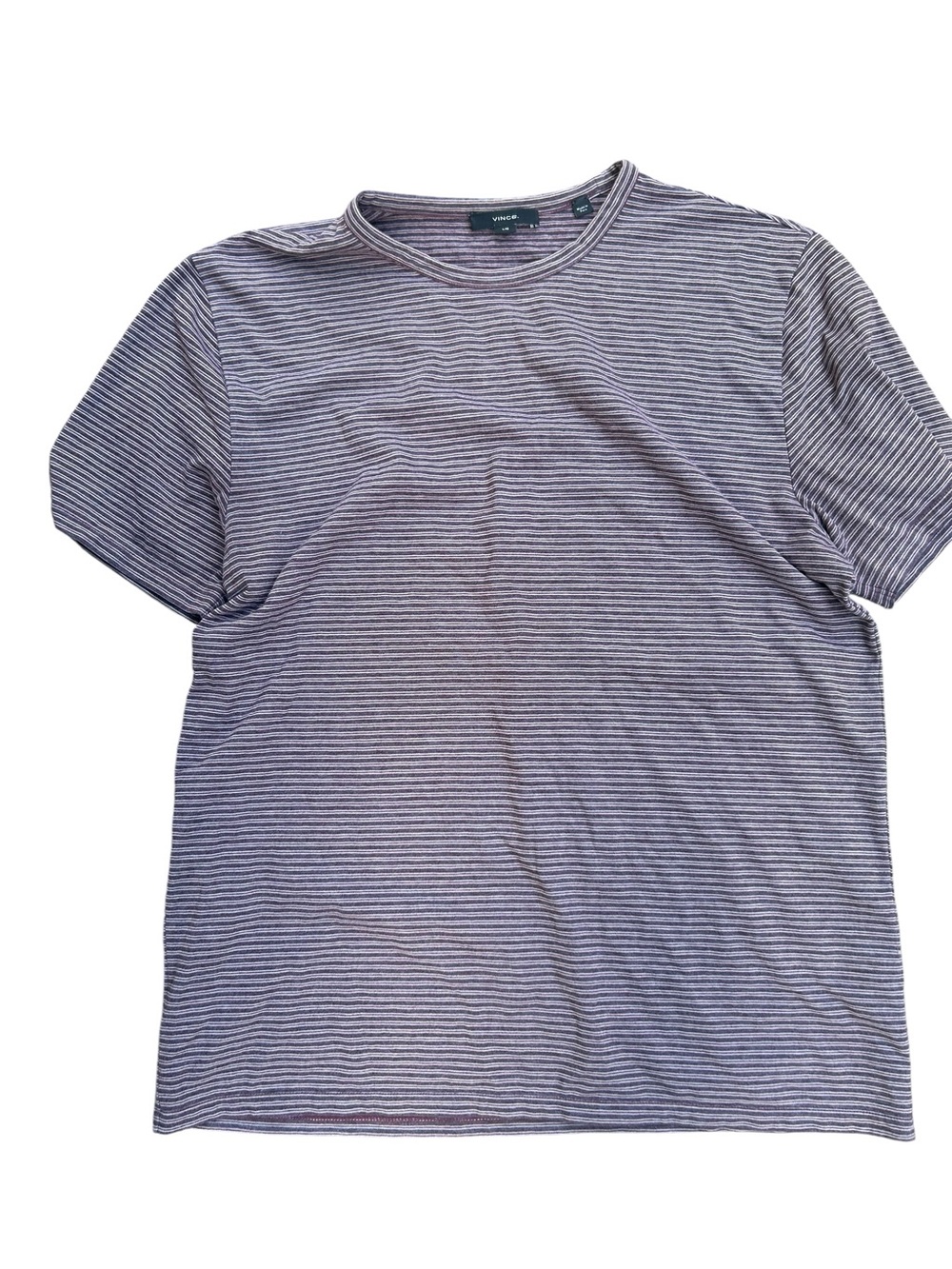 Vince Men’s Large Short Sleeve Thin Stripe Tee‎ Brown and Red